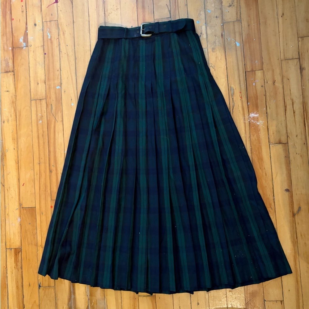 Vintage maxi Marie Claire pleated Classic Plaid maxi Skirt preppy old money